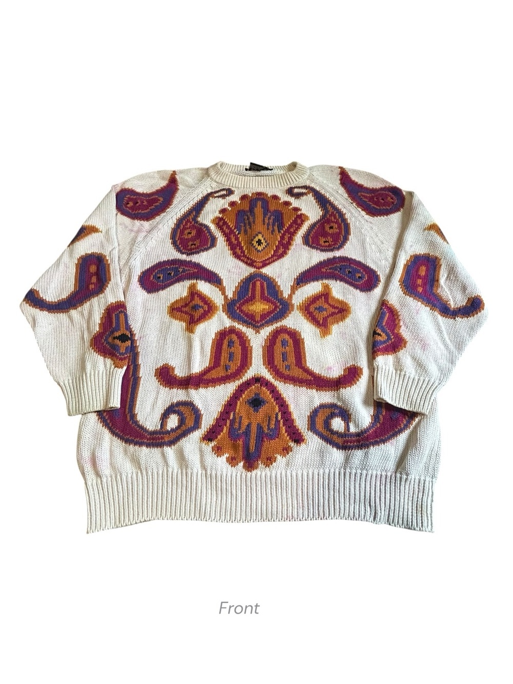 Vintage B. Diffusion Paisley Ramie Cotton Sweater Medium